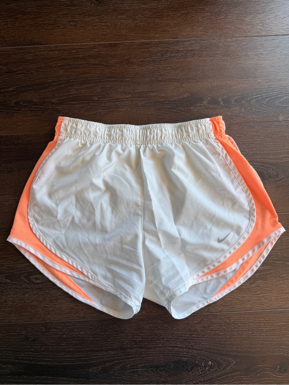 Nike Women’s White and Orange Athletic Running Shorts